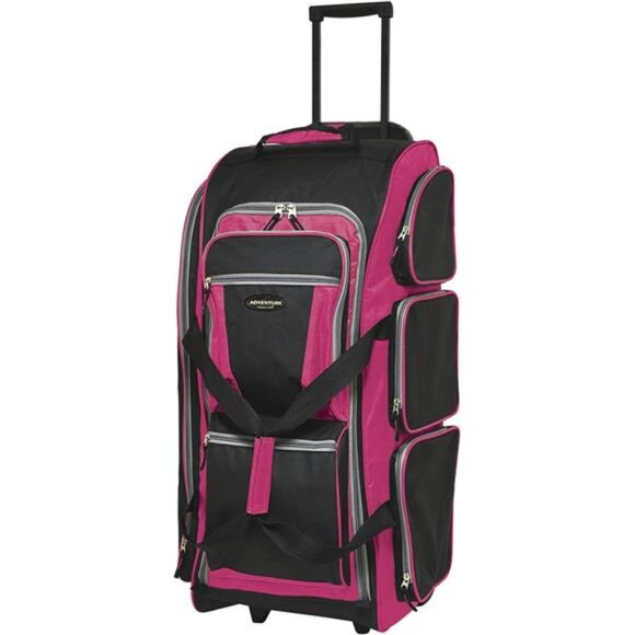 Wrangler 30-inch Large Checked Multi-Pocket Upright Rolling  30 Inch Rolling Duffel Bag Multi Pocket Upright Travel Luggage Large Capacity
